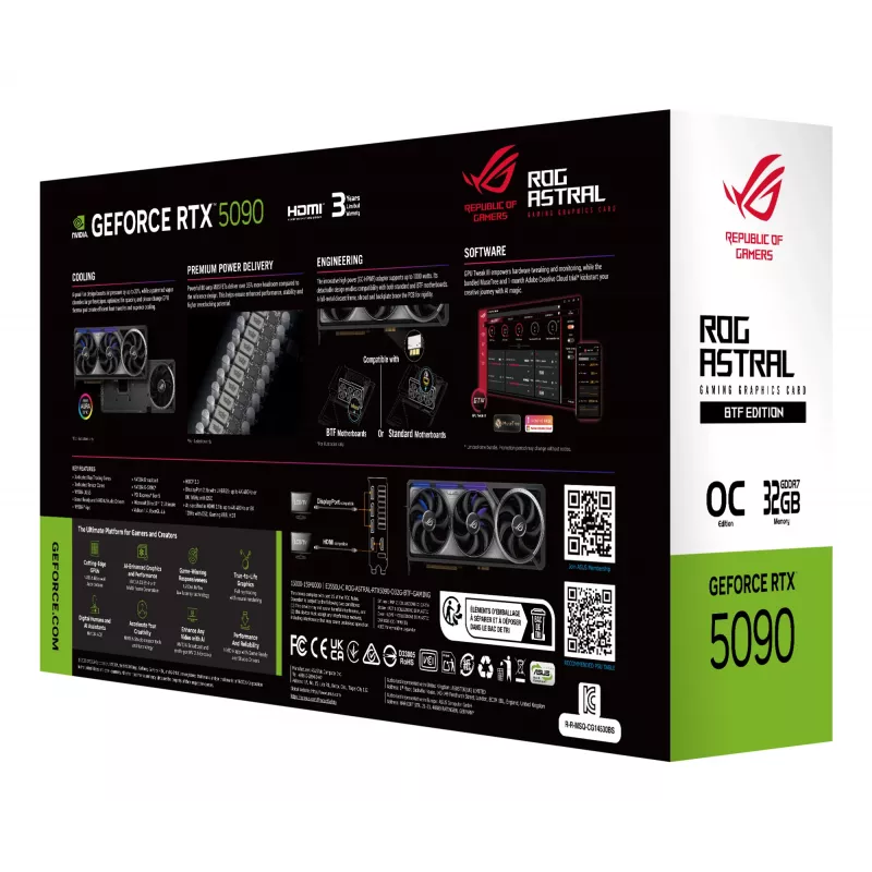 ASUS ROG Astral - -RTX5090-O32G-BTF-GAMING NVIDIA GeForce RTX 5090 32 GB GDDR7