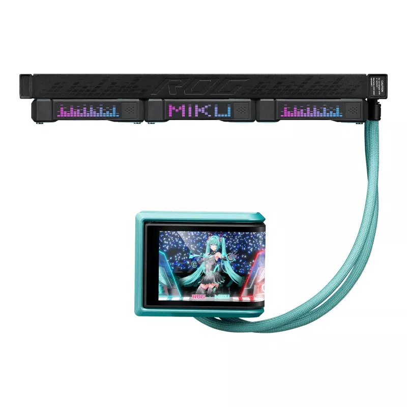 ASUS ROG RYUO IV 360 ARGB Hatsune Miku Edition Processor All-in-one liquid cooler 12 cm Black, Turquoise