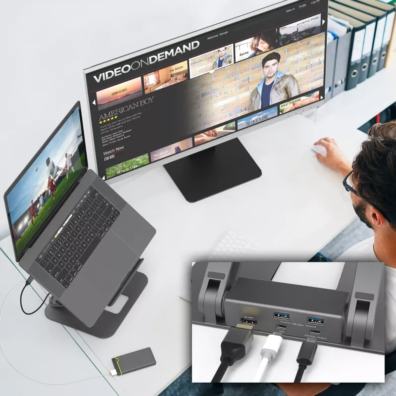 j5create JTS327 Multi-Angle 4K Docking Stand, Laptop stand, Grey, Aluminium, 40.6 cm (16 inch), 4 kg, Windows laptop / Mac