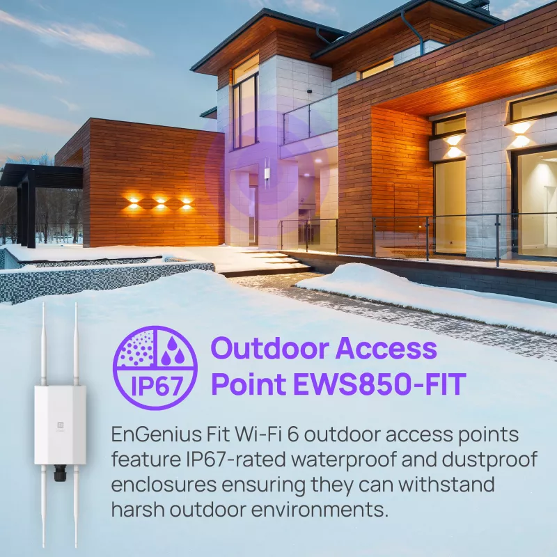 Wireless Access Point EnGenius Fit6 2×2 Outdoor — dual-band 2.4/5 GHz, 1774 Mbps, PoE, 2.5GbE LAN, 4 antennas, white