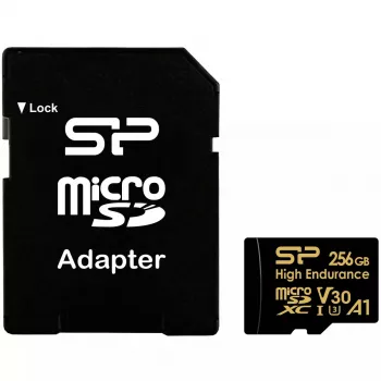 MicroSDXC card Silicon Power SP256GBSTXDV3V1HSP 256 GB Class 10 High Endurance, 3.6 V, 0–70°C