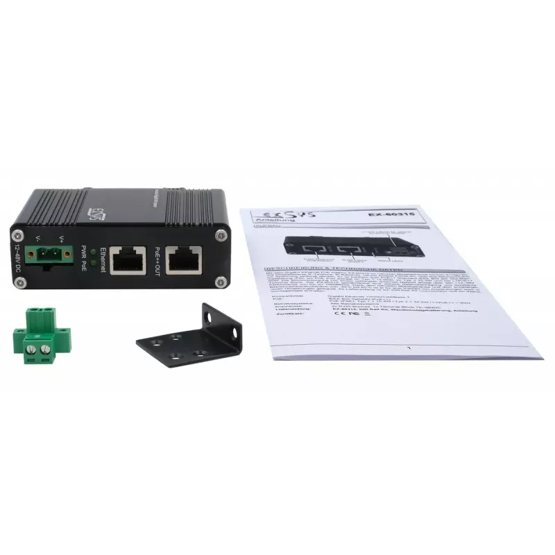 EXSYS PoE++ Gigabit Injector 90W -40°C to +80°C