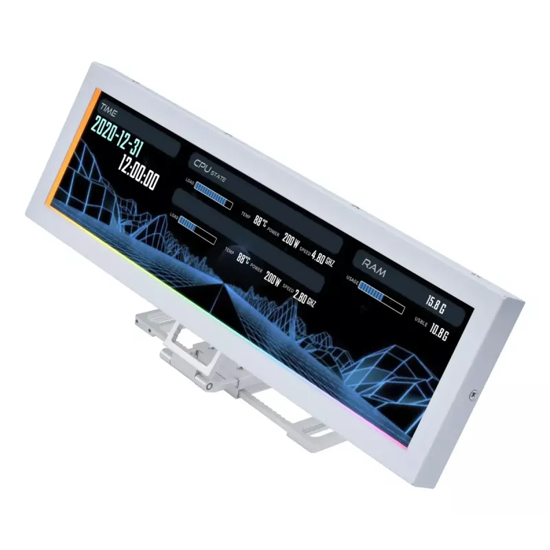 Display panel Lian Li SM088W — universal chassis display, white, 237×73×13 mm, 5 V input