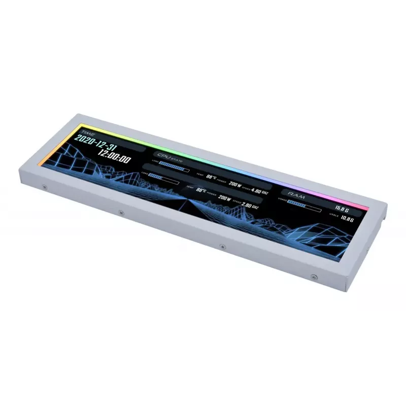 Display panel Lian Li SM088W — universal chassis display, white, 237×73×13 mm, 5 V input