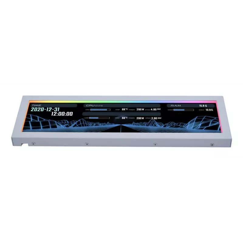 Display panel Lian Li SM088W — universal chassis display, white, 237×73×13 mm, 5 V input