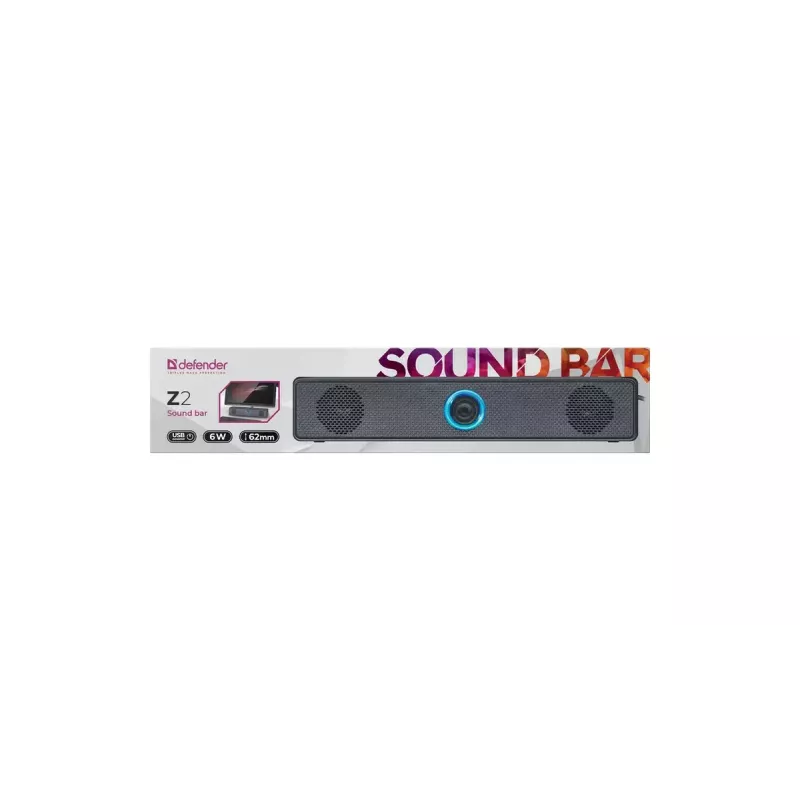 Portable speaker DEFENDER Z2 Black, wired USB, 6W RMS, SNR 70 dB, 80–18000 Hz, cube design