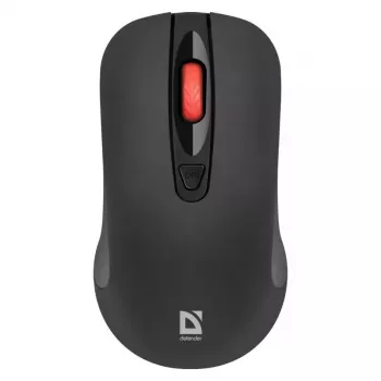 Wireless RF Silent Optical Mouse DEFENDER Nexus MS-195 — 1600 DPI, 2.4 GHz, Nano USB, Ambidextrous, 2×AAA, Black