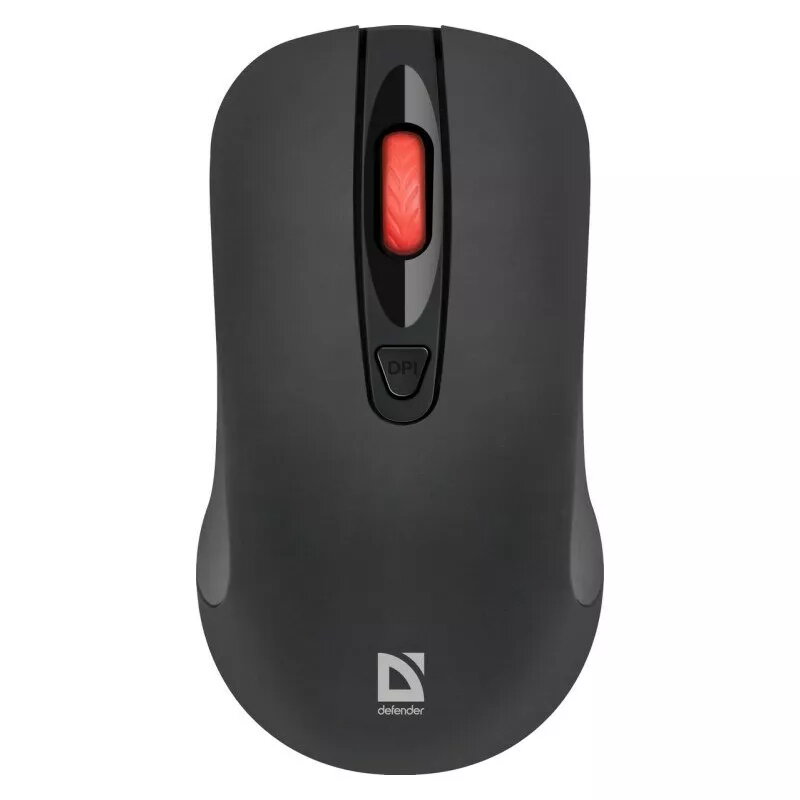 Wireless RF Silent Optical Mouse DEFENDER Nexus MS-195 — 1600 DPI, 2.4 GHz, Nano USB, Ambidextrous, 2×AAA, Black