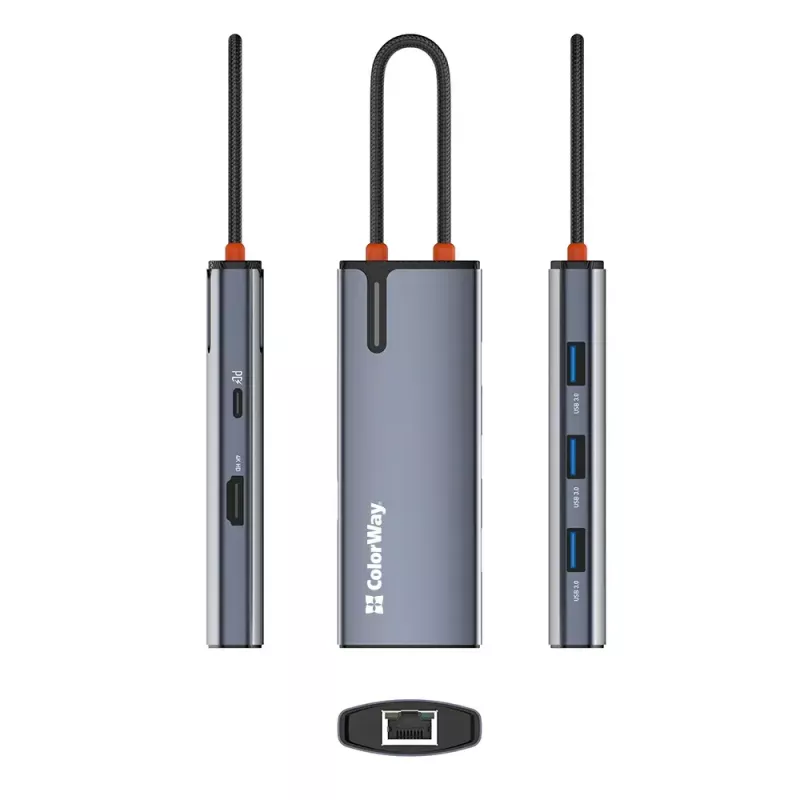 Docking station ColorWay CW-HUB02 6-in-1 100W — multiport hub with power delivery