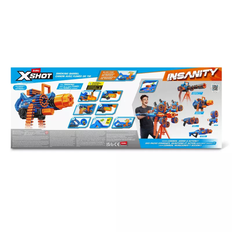 Toy dart blaster Zuru XSHOT Insanity — Smoke N Barrel, includes 72 foam darts