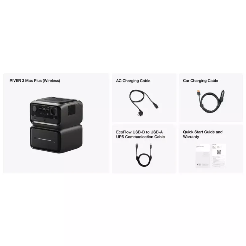 Portable battery EcoFlow RIVER 3 MAX PLUS Wireless, 858Wh