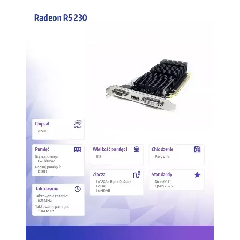 Graphics Card AFOX Radeon R5 230 1GB DDR3 AFR5230-1024D3L9-V2