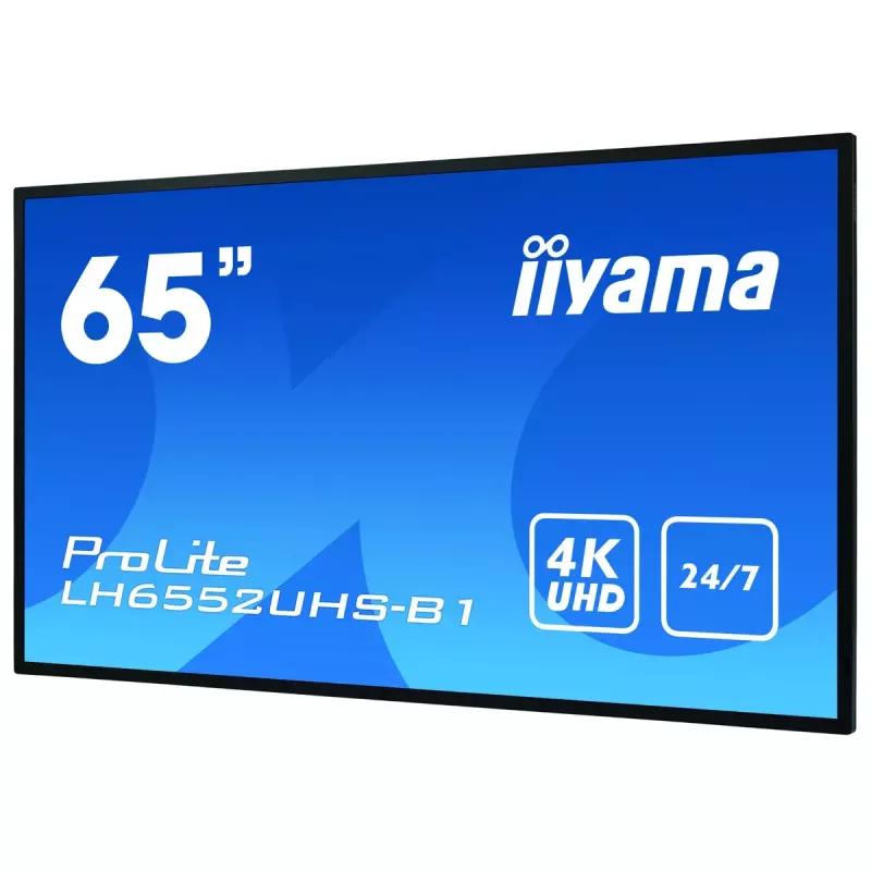 Digital signage flat panel IIYAMA LH6552UHS-B1 64.5 inch IPS 4K 3840x2160 500 cd/m² Android 8.0 24/7 Black
