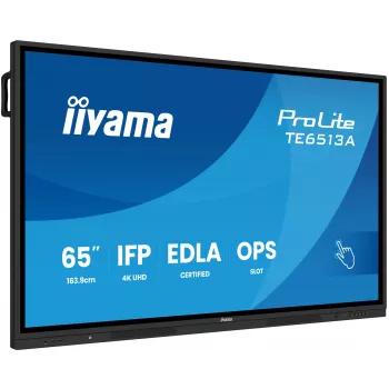 IIYAMA TE6513A-B2AG 64.5 inch 4K UHD Interactive Touchscreen Display with Android 14 EDLA, Wi-Fi 6E, 500 cd/m², 24/7
