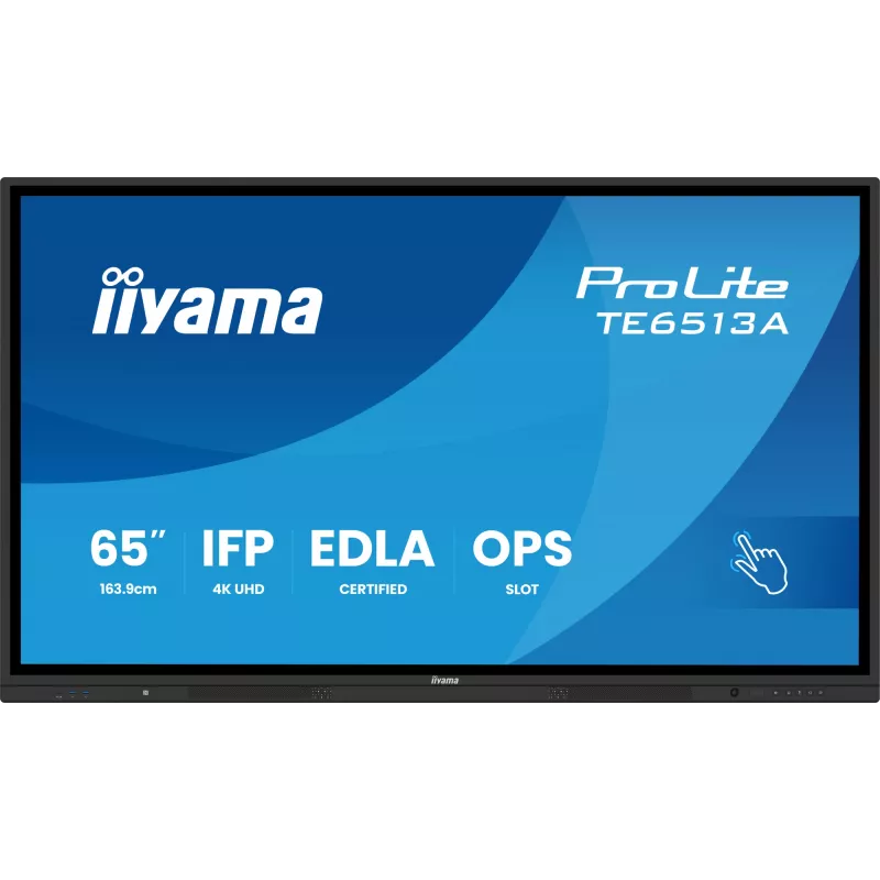 IIYAMA TE6513A-B2AG 64.5 inch 4K UHD Interactive Touchscreen Display with Android 14 EDLA, Wi-Fi 6E, 500 cd/m², 24/7