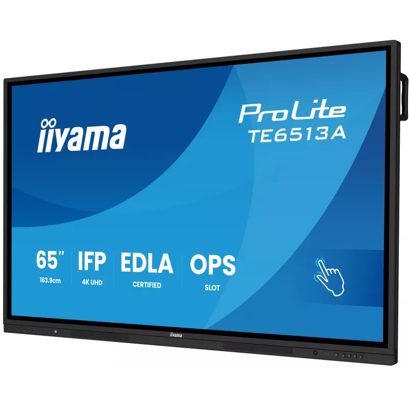 IIYAMA TE6513A-B2AG 64.5 inch 4K UHD Interactive Touchscreen Display with Android 14 EDLA, Wi-Fi 6E, 500 cd/m², 24/7