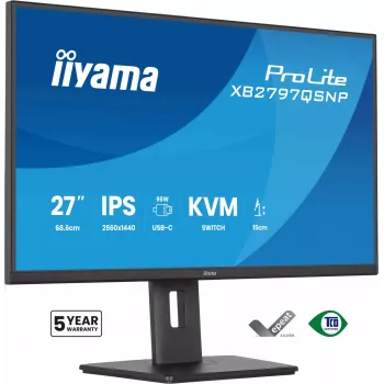 Computer monitor IIYAMA ProLite XB2797QSNP-B1 27 inch (68.6 cm) 2560×1440 QHD LED, 16:9, matt, speakers, USB 3.2 hub, height adjustable, VESA