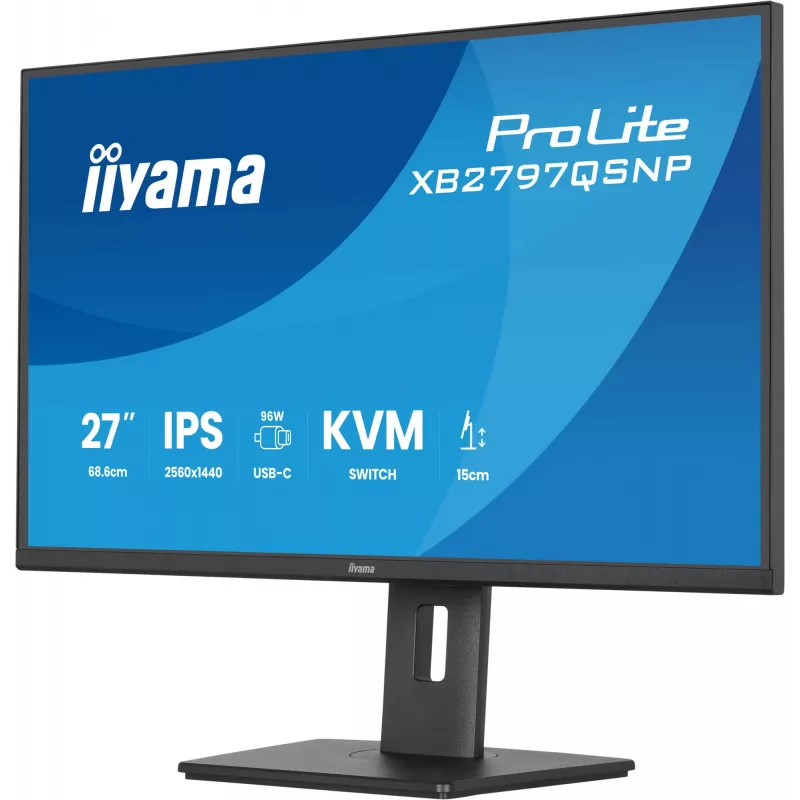 Computer monitor IIYAMA ProLite XB2797QSNP-B1 27 inch (68.6 cm) 2560×1440 QHD LED, 16:9, matt, speakers, USB 3.2 hub, height adjustable, VESA
