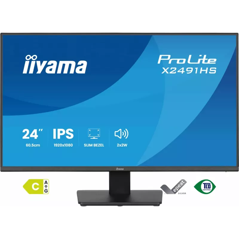 Monitor IIYAMA ProLite X2491HS-B1 23.8 inch (60.5 cm) Full HD IPS LCD, 1920×1080, 178° viewing angles, matt, built-in speakers, VESA, black