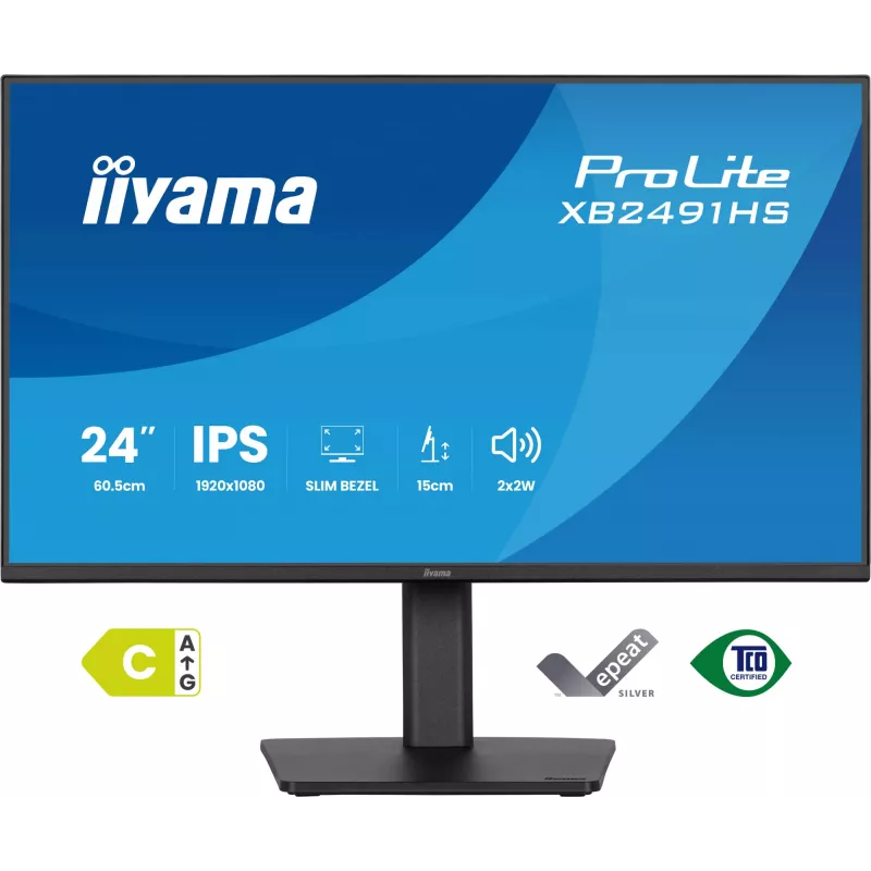 Monitor IIYAMA XB2491HS-B1 60.5 cm (23.8 inch) 16:9 IPS with HDMI, DisplayPort and Built-in Speakers