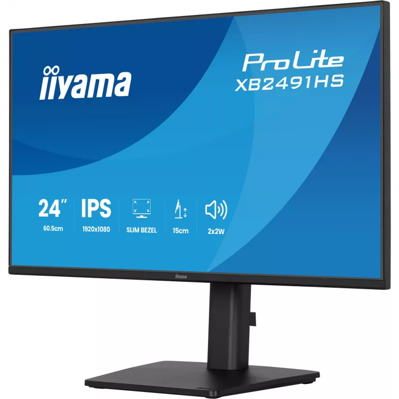 Monitor IIYAMA XB2491HS-B1 60.5 cm (23.8 inch) 16:9 IPS with HDMI, DisplayPort and Built-in Speakers
