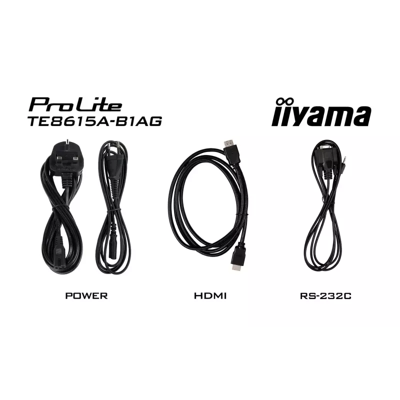 IIYAMA ProLite TE8615A-B2AG 86 inch 4K UHD Interactive Touch Display with Android 14 EDLA, Wi-Fi 6E, 20-point IR Touch, 2x16W Speakers, USB-C PD, VESA 800x400
