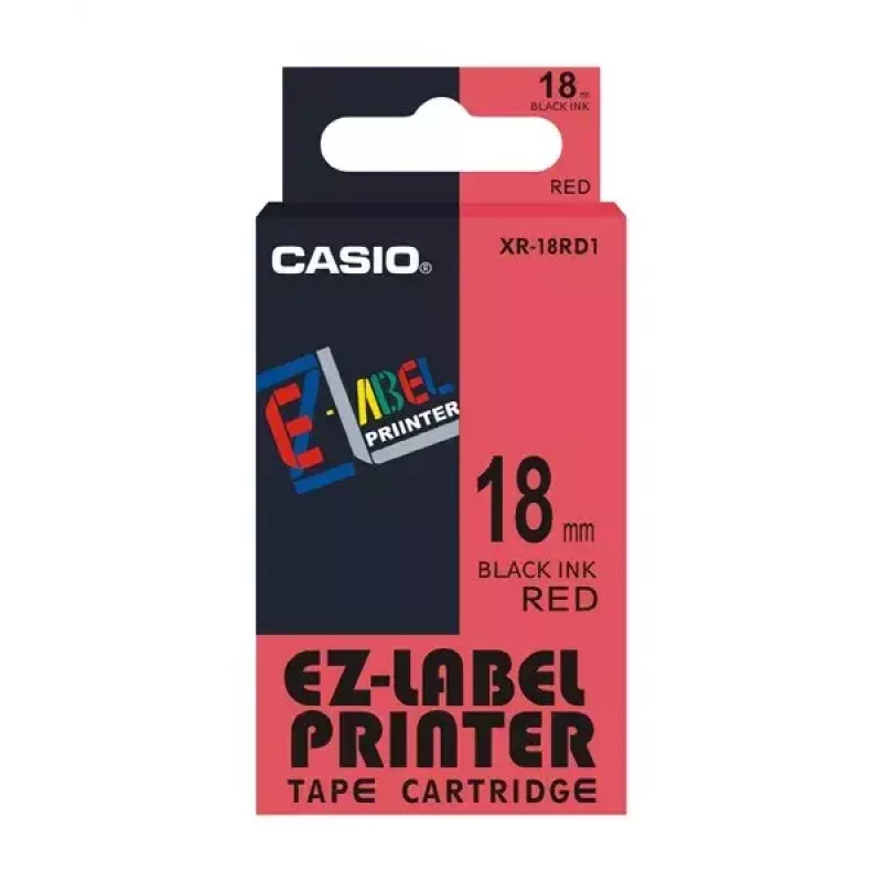 Label-making tape Casio XR-18RD1 Black on red