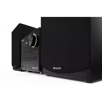 Home audio micro system Sharp XL-B512(BK) — 45 W, single optical disc player, FM radio, MP3, banana speaker connectors, black