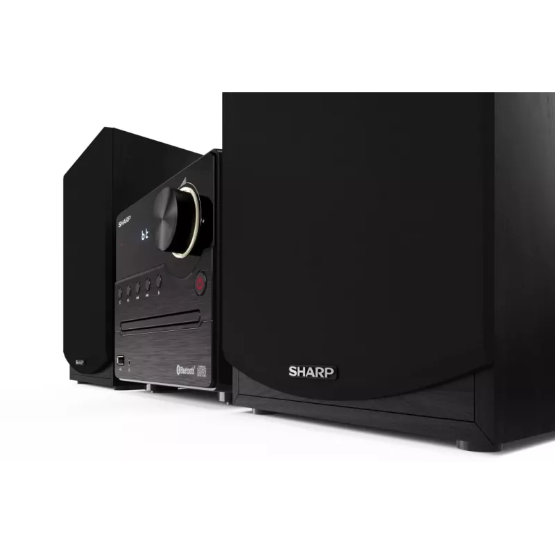 Home audio micro system Sharp XL-B512(BK) — 45 W, single optical disc player, FM radio, MP3, banana speaker connectors, black