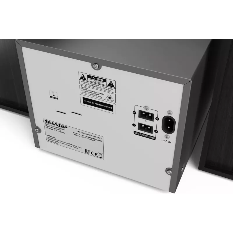 Home audio micro system Sharp XL-B512(BK) — 45 W, single optical disc player, FM radio, MP3, banana speaker connectors, black
