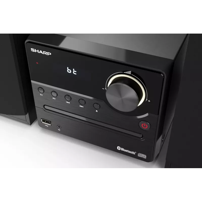 Home audio micro system Sharp XL-B512(BK) — 45 W, single optical disc player, FM radio, MP3, banana speaker connectors, black