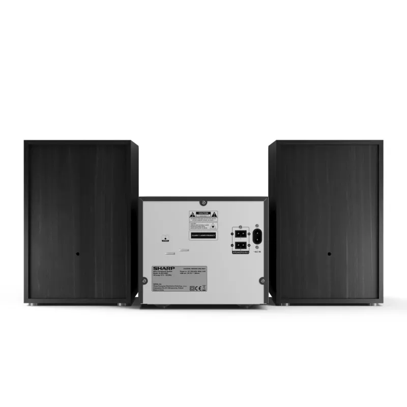 Home audio micro system Sharp XL-B512(BK) — 45 W, single optical disc player, FM radio, MP3, banana speaker connectors, black