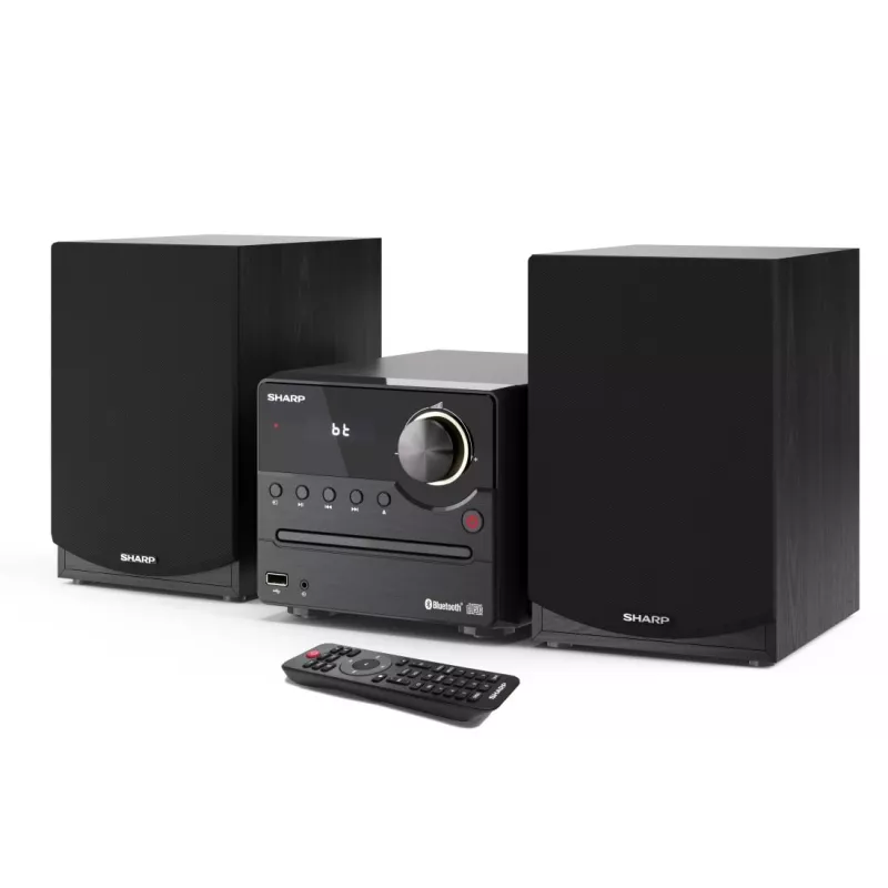Home audio micro system Sharp XL-B512(BK) — 45 W, single optical disc player, FM radio, MP3, banana speaker connectors, black