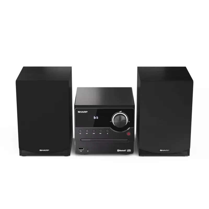 Home audio micro system Sharp XL-B512(BK) — 45 W, single optical disc player, FM radio, MP3, banana speaker connectors, black
