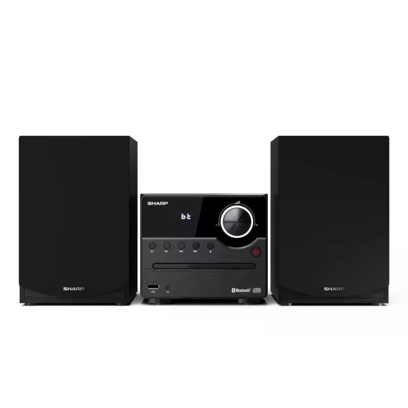 Home audio micro system Sharp XL-B512(BK) — 45 W, single optical disc player, FM radio, MP3, banana speaker connectors, black
