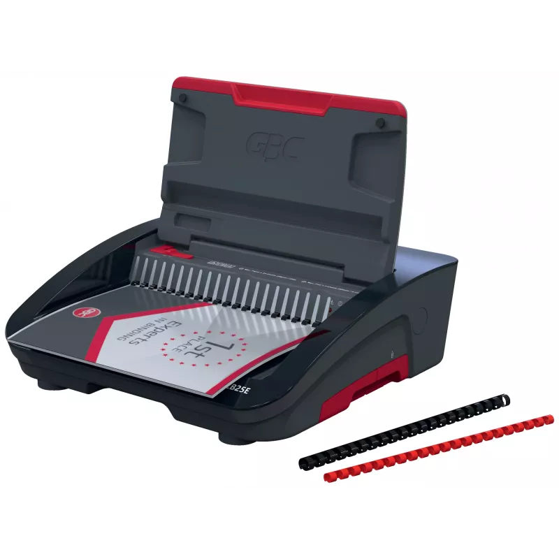 GBC CombBind® CB25E Electric Binding Machine, Comb binding machine, Electric, 390 sheets, Black, Red
