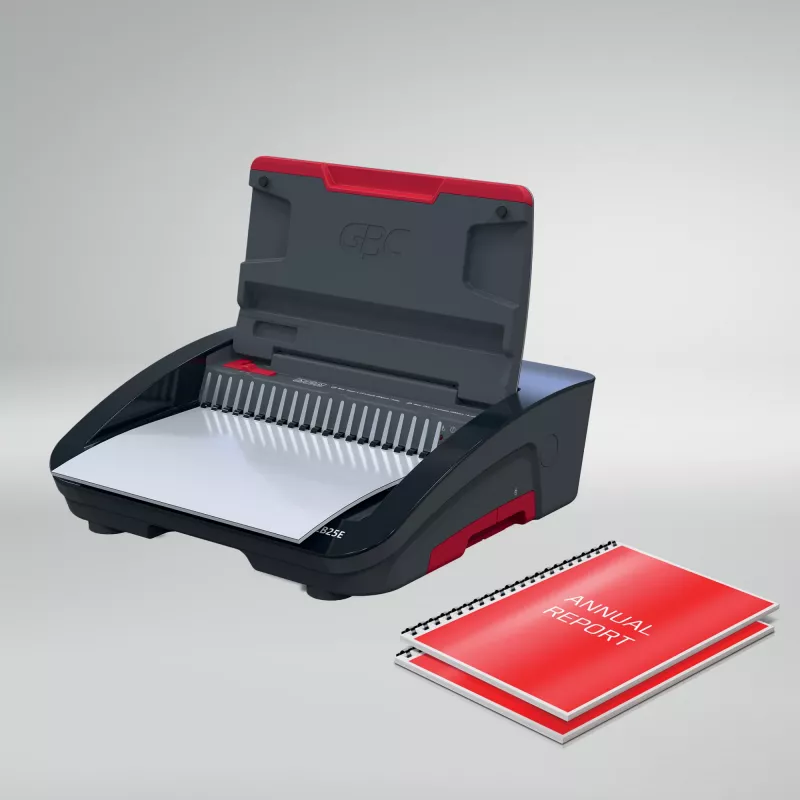 GBC CombBind® CB25E Electric Binding Machine, Comb binding machine, Electric, 390 sheets, Black, Red