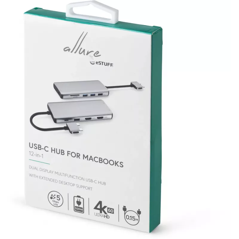 eSTUFF ES623010 interface hub USB 3.2 Gen 1 (3.1 Gen 1) Type-C 5000 Mbit/s Aluminium
