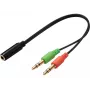 Sandberg Headset converter(mobile) PC, 2 x 3.5mm, Male, 3.5mm, Female, Black