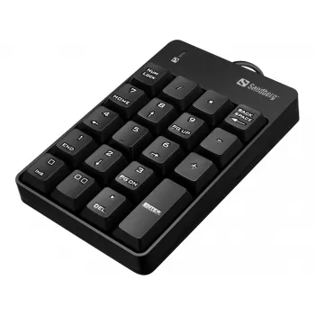 Sandberg USB Wired Numeric Keypad, USB, 19, Laptop/PC, 1.5 m, Black