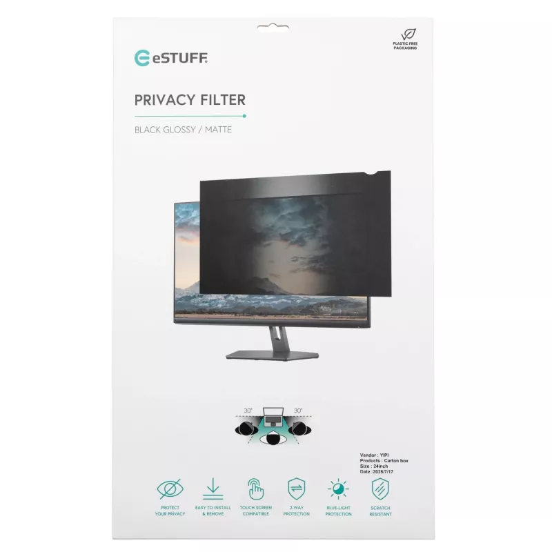 eSTUFF GLBB24532299 display privacy filter 61 cm (24 inch) Monitor Frameless display privacy filter