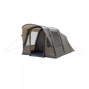Tunnel tent easy camp Senja 4 Air — 4-person, hard frame, 3 m waterproof fly, 460×260×195 cm, brown