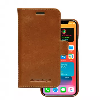 Wallet case dbramante1928 Lynge for iPhone 12 mini (5.4 inch) — Tan, 3 card pockets, desktop stand