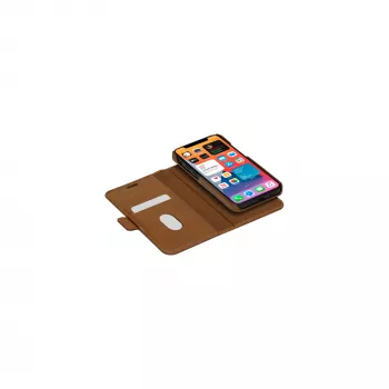 Wallet case dbramante1928 Lynge for iPhone 12 mini (5.4 inch) — Tan, 3 card pockets, desktop stand