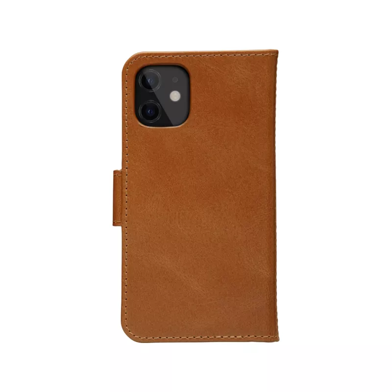 Wallet case dbramante1928 Lynge for iPhone 12 mini (5.4 inch) — Tan, 3 card pockets, desktop stand