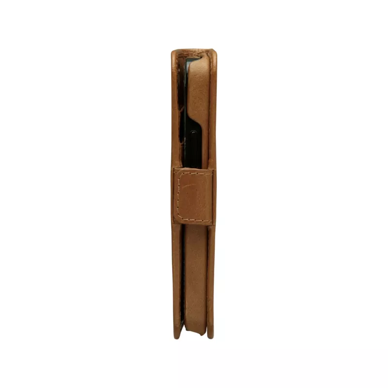 Wallet case dbramante1928 Lynge for iPhone 12 mini (5.4 inch) — Tan, 3 card pockets, desktop stand