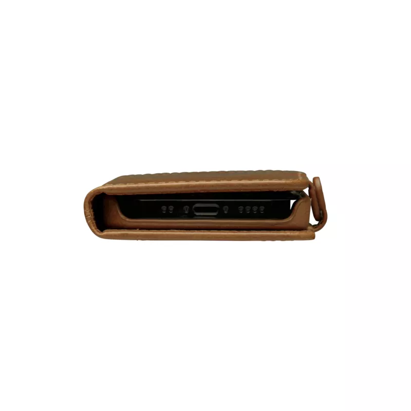 Wallet case dbramante1928 Lynge for iPhone 12 mini (5.4 inch) — Tan, 3 card pockets, desktop stand