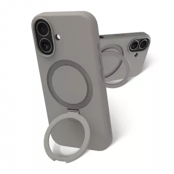 Mobile phone cover dbramante1928 Roskilde MS Kick ICON for Apple iPhone 17, monochrome grey, desktop stand