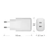 Wall Charger d bramante re-charge Pro — 2× USB-C 25W, 110–240V, White