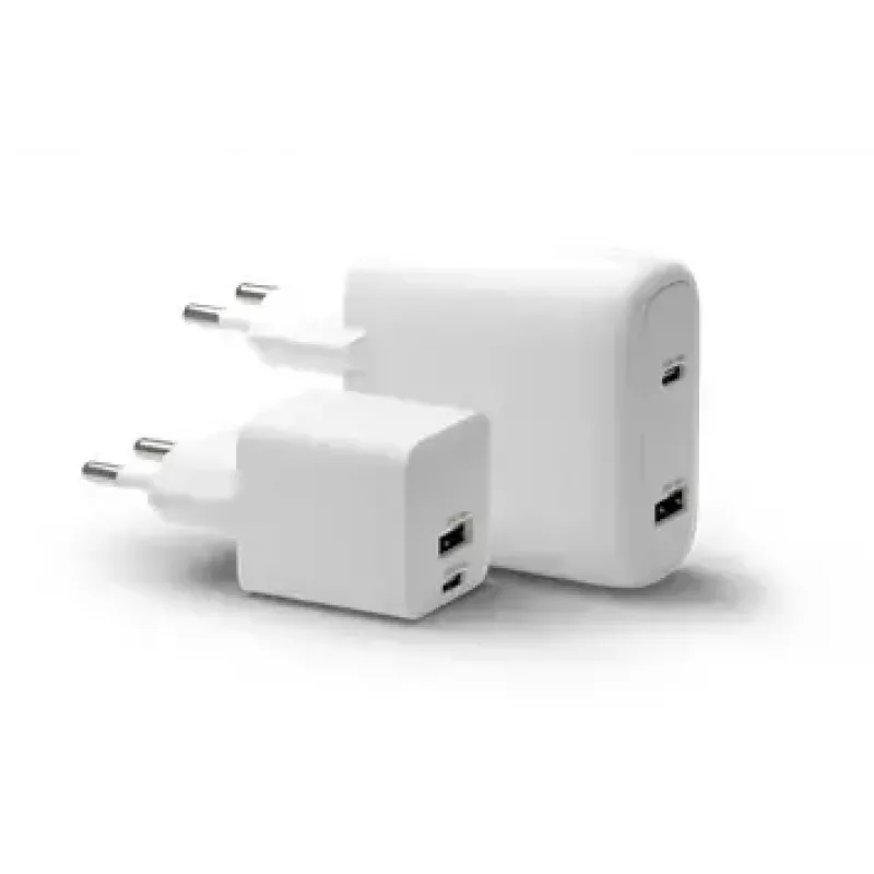 Wall Charger d bramante re-charge Pro — 2× USB-C 25W, 110–240V, White